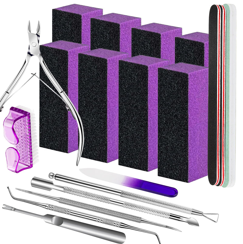 FANDAMEI Nail Care Kit Nail Buffers and Files Nail Cuticle Tools Kit Nail Manicure Tools Finger Nail File Set Nail Buffer Block Nail Cuticle Nippers Ingrown Toenail Tools Nail Care Tool Kit