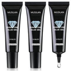 MUSILAN Nail Rhinestone Glue Gel for Nails45g Super Strong Gel Nail Glue for Nail Glitters Nail Gems Gel Nail Glue for Nail Jewels Nail Crystals Nail Decorations 3D Nail Adhesive Charms Sequins